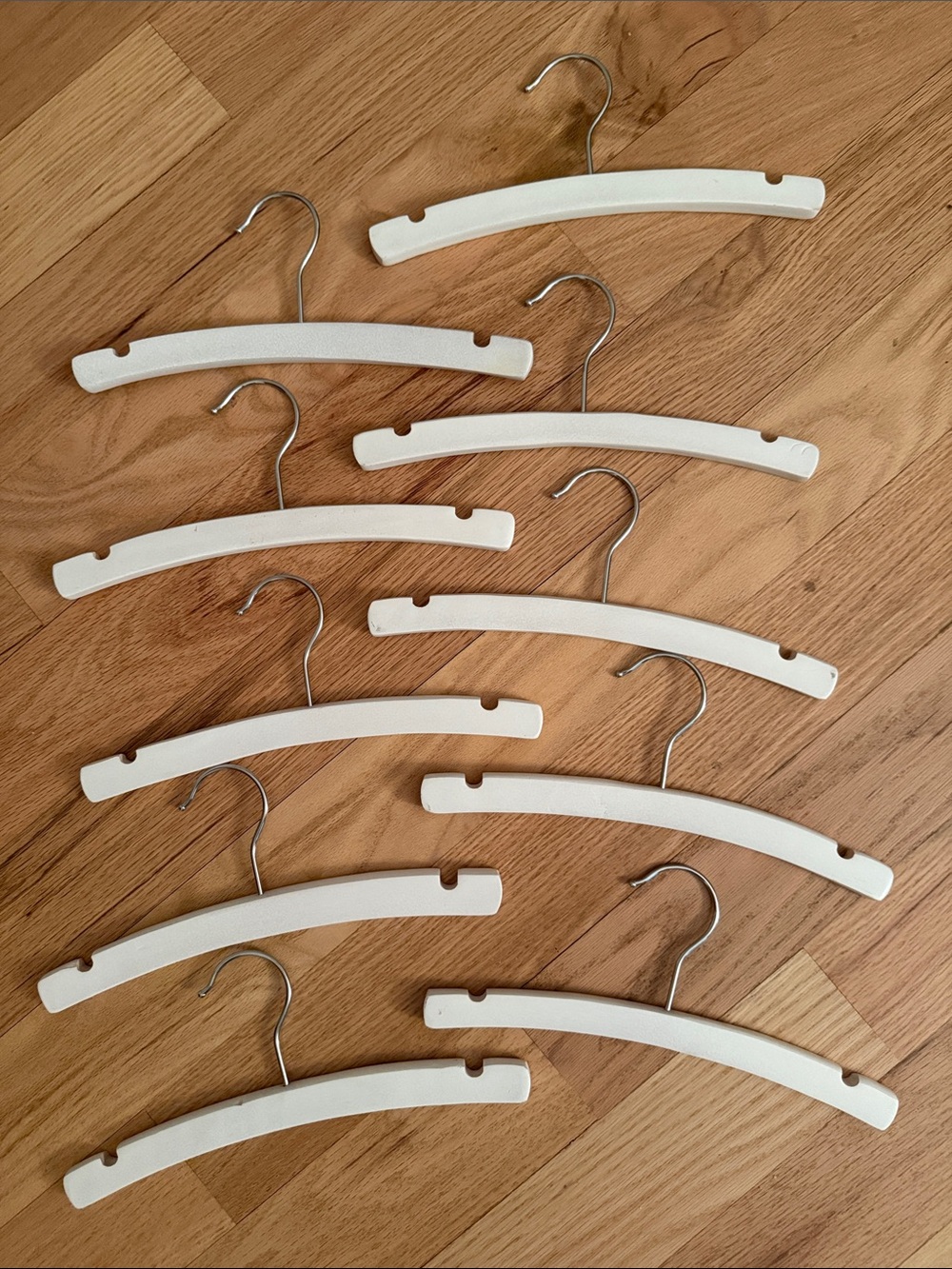 10 White Wood Kids Closet Hangers- set of 10 hangers!
